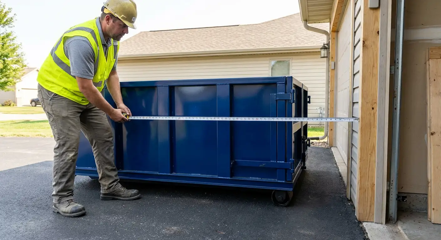 Site assessment for dumpster placement showing clearance requirements in Kissimmee, FL