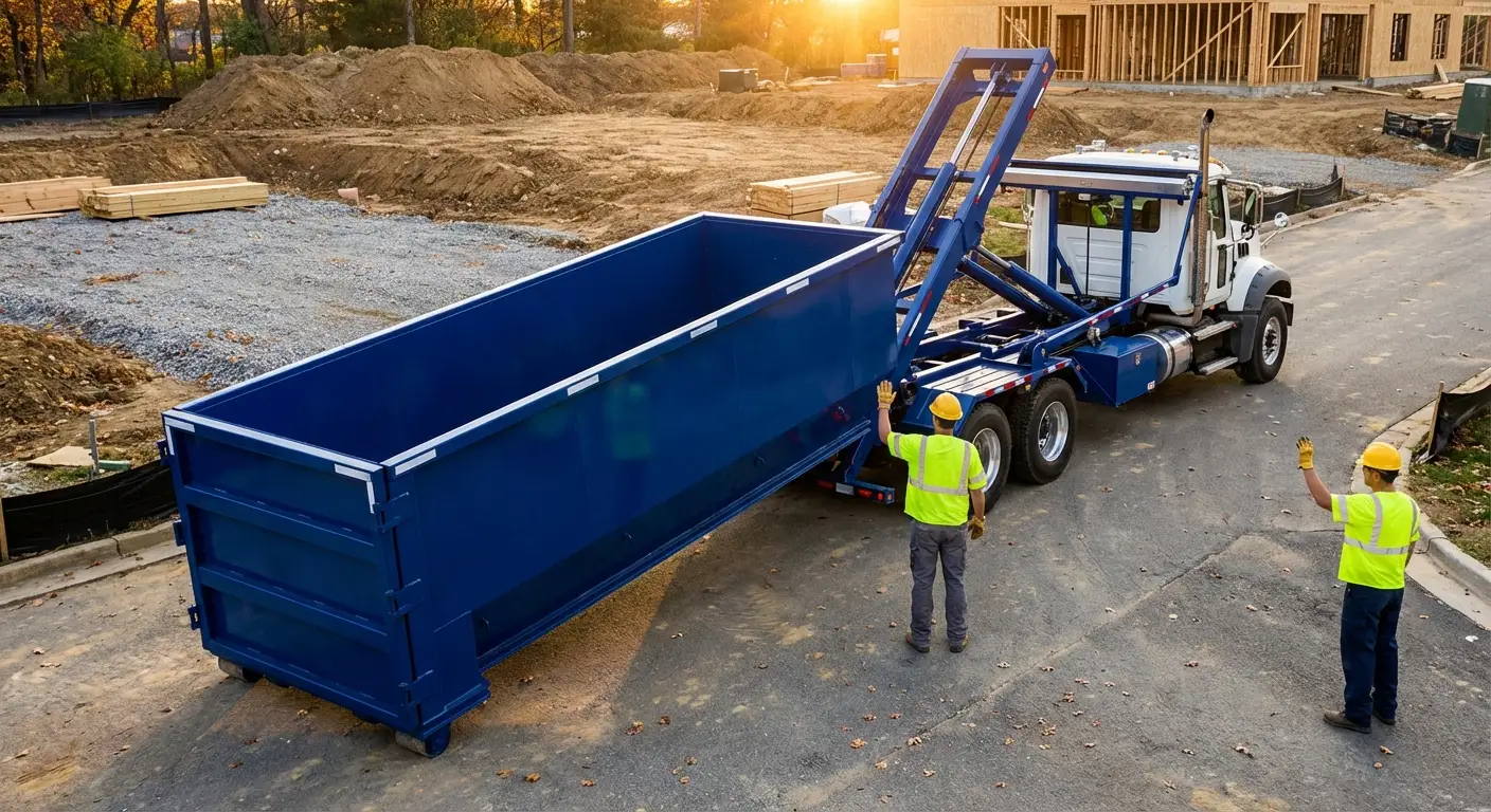 Construction dumpster delivery truck in Kissimmee, FL