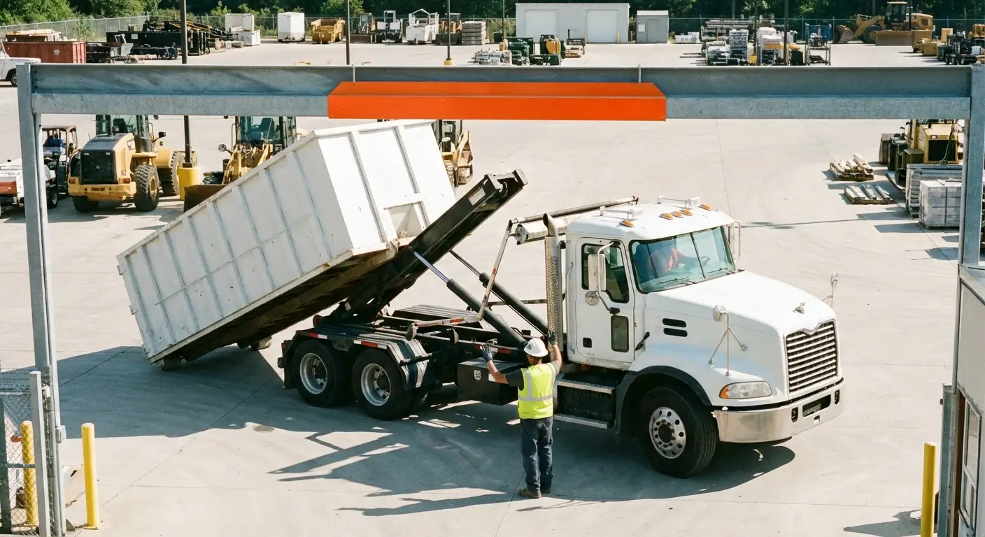 Commercial dumpster delivery truck specifications and clearance requirements in Kissimmee, FL